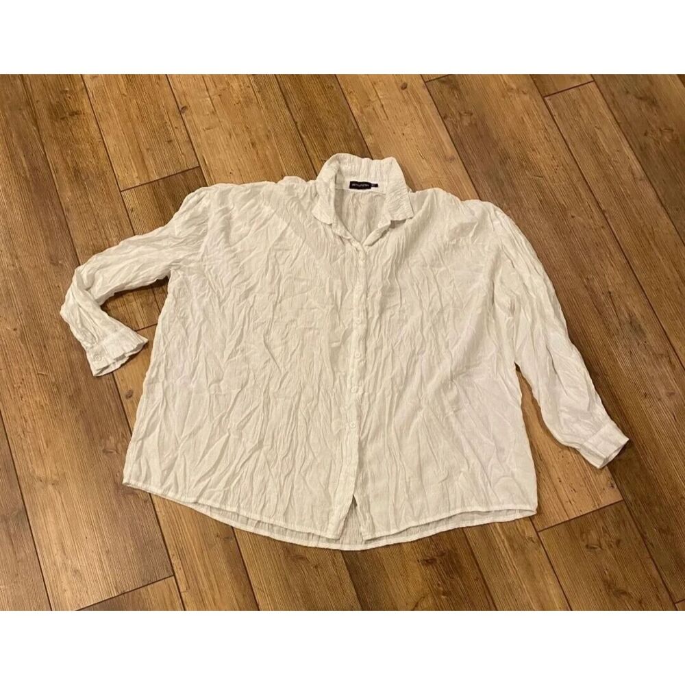 PrettyLittleThing White Textured Extreme Oversized Button Down Shirt US 6 UK 10
